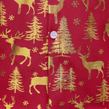 Vyriški raudoni marškiniai su auksiniais kalėdiniais elniais ir šventiniu raštu ilgomis rankovėmis