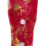 Vyriški raudoni marškiniai su auksiniais kalėdiniais elniais ir šventiniu raštu ilgomis rankovėmis