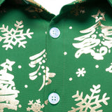 Vyriški žali marškiniai su auksiniu kalėdiniu raštu regular fit ilgomis rankovėmis