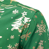 Vyriški žali marškiniai su auksiniu kalėdiniu raštu regular fit ilgomis rankovėmis