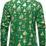 Vyriški žali marškiniai su auksiniu kalėdiniu raštu regular fit ilgomis rankovėmis