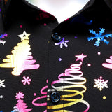 Vyriški juodi marškiniai su auksiniu kalėdiniu raštu regular fit ilgomis rankovėmis