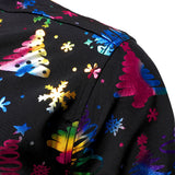 Vyriški juodi marškiniai su auksiniu kalėdiniu raštu regular fit ilgomis rankovėmis