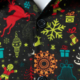 Vyriški minkšti marškiniai su linksmu kalėdiniu elniu ir snaigėmis ilgomis rankovėmis