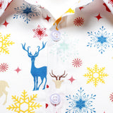 Vyriški balti marškiniai su kalėdine tema elniais ir snaigėmis ilgomis rankovėmis