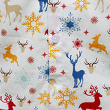 Vyriški balti marškiniai su kalėdine tema elniais ir snaigėmis ilgomis rankovėmis