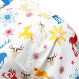 Vyriški balti marškiniai su kalėdine tema elniais ir snaigėmis ilgomis rankovėmis