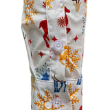 Vyriški balti marškiniai su kalėdine tema elniais ir snaigėmis ilgomis rankovėmis