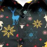 Vyriški kalėdiniai marškiniai su šventiniais elniais ilgomis rankovėmis