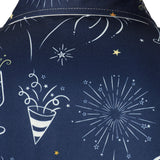 Vyriški mėlyni ilgarankoviai marškiniai su fejerverkų naujametiniu dizainu ir sagomis