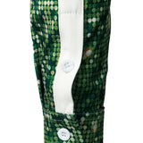 Vyriški žali ilgarankoviai marškiniai su linksmu kalėdiniu eglutės kostiumo raštu ir sagomis