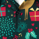 Vyriški ilgarankoviai medvilniniai kalėdiniai marškiniai su elniais