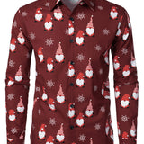 Vyriški raudoni kalėdiniai marškiniai su saldžiu nykštuku ir ilgomis rankovėmis
