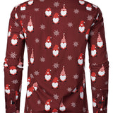 Vyriški raudoni kalėdiniai marškiniai su saldžiu nykštuku ir ilgomis rankovėmis