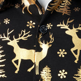 Vyriški ilgarankoviai marškiniai su auksiniu kalėdiniu elniu