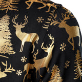 Vyriški ilgarankoviai marškiniai su auksiniu kalėdiniu elniu