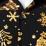 Vyriški juodi ilgarankoviai marškiniai su auksiniu kalėdiniu raštu