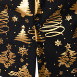 Vyriški juodi ilgarankoviai marškiniai su auksiniu kalėdiniu raštu