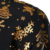 Vyriški juodi ilgarankoviai marškiniai su auksiniu kalėdiniu raštu