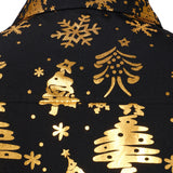 Vyriški juodi ilgarankoviai marškiniai su auksiniu kalėdiniu raštu