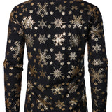 Vyriški ilgarankoviai marškiniai su auksinėmis kalėdinėmis snaigėmis