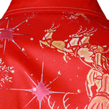 Vyriški raudoni kalėdiniai marškiniai su linksmu šventiniu dizainu ir ilgomis rankovėmis