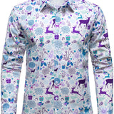 Vyriški šventiniai marškiniai su kalėdiniu elnių raštu