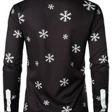 Vyriški ilgarankoviai marškiniai su Kalėdų Senelio dizainu ir sagomis