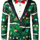 Vyriški regular fit ilgarankoviai marškiniai su kalėdiniu eglutės kamufliažo raštu