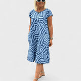 Nelia - Vasaros suknelė su apvaliu kaklu ir gražiu raštu