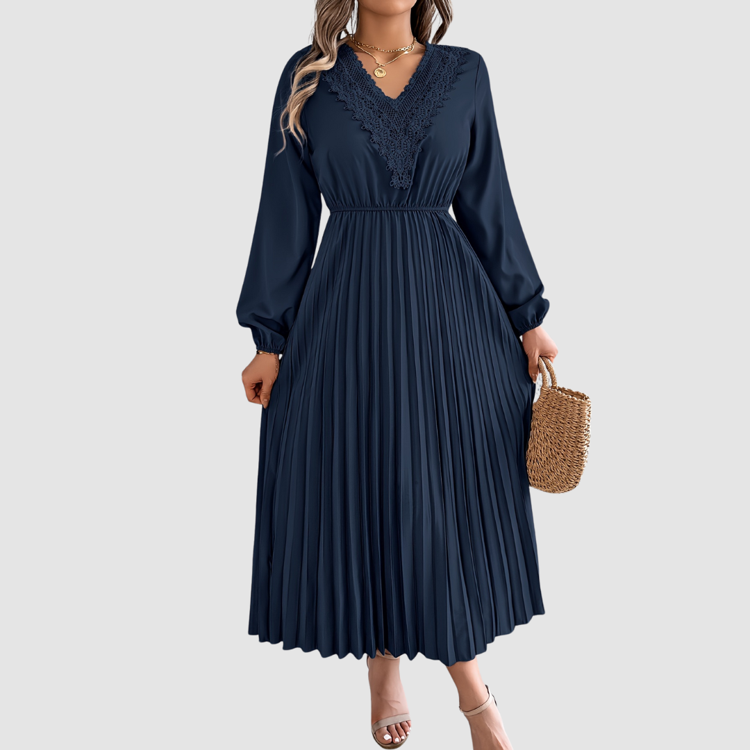 Rosalind Quinn | Nėriniuotas V formos kaklo A formos suknelė