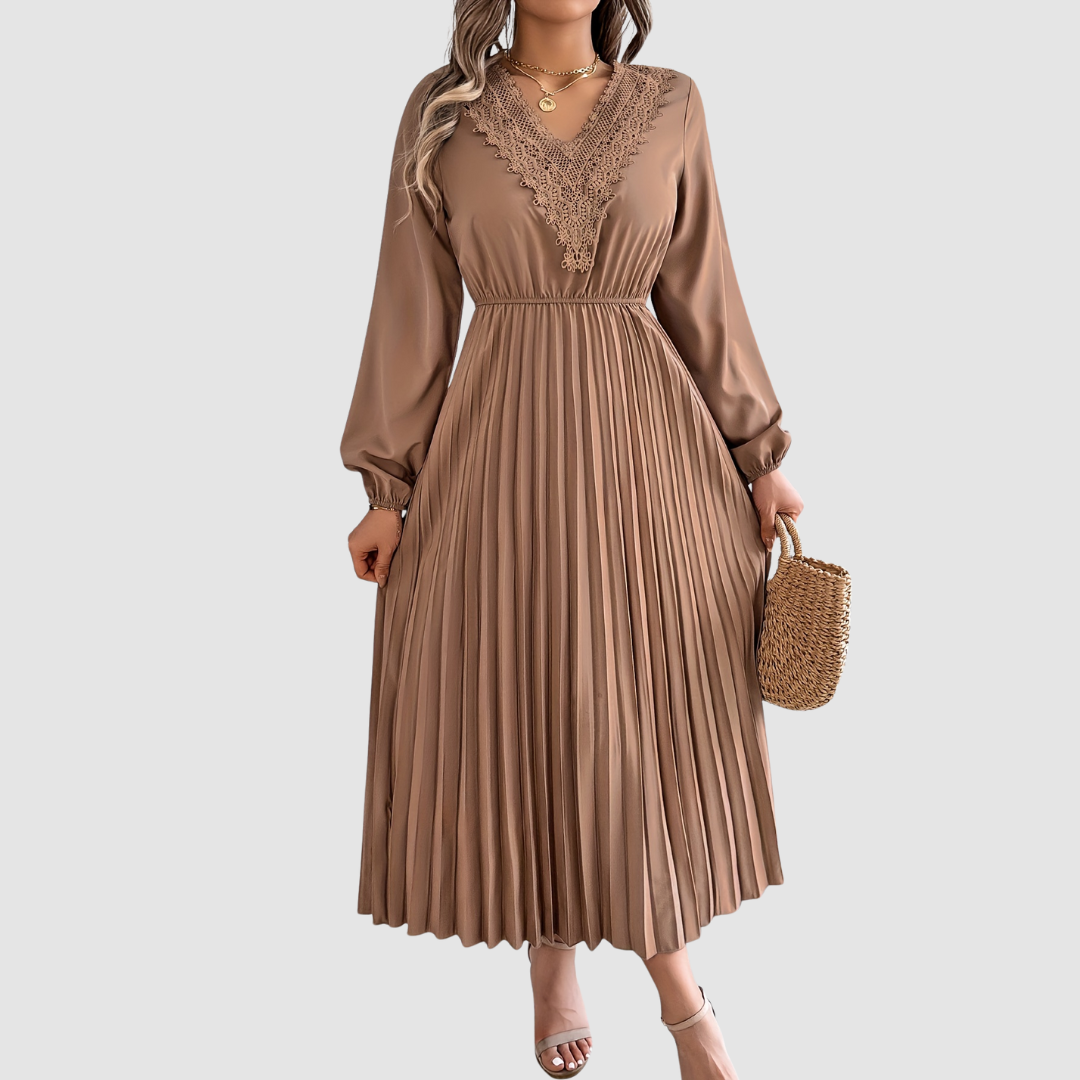 Rosalind Quinn | Nėriniuotas V formos kaklo A formos suknelė