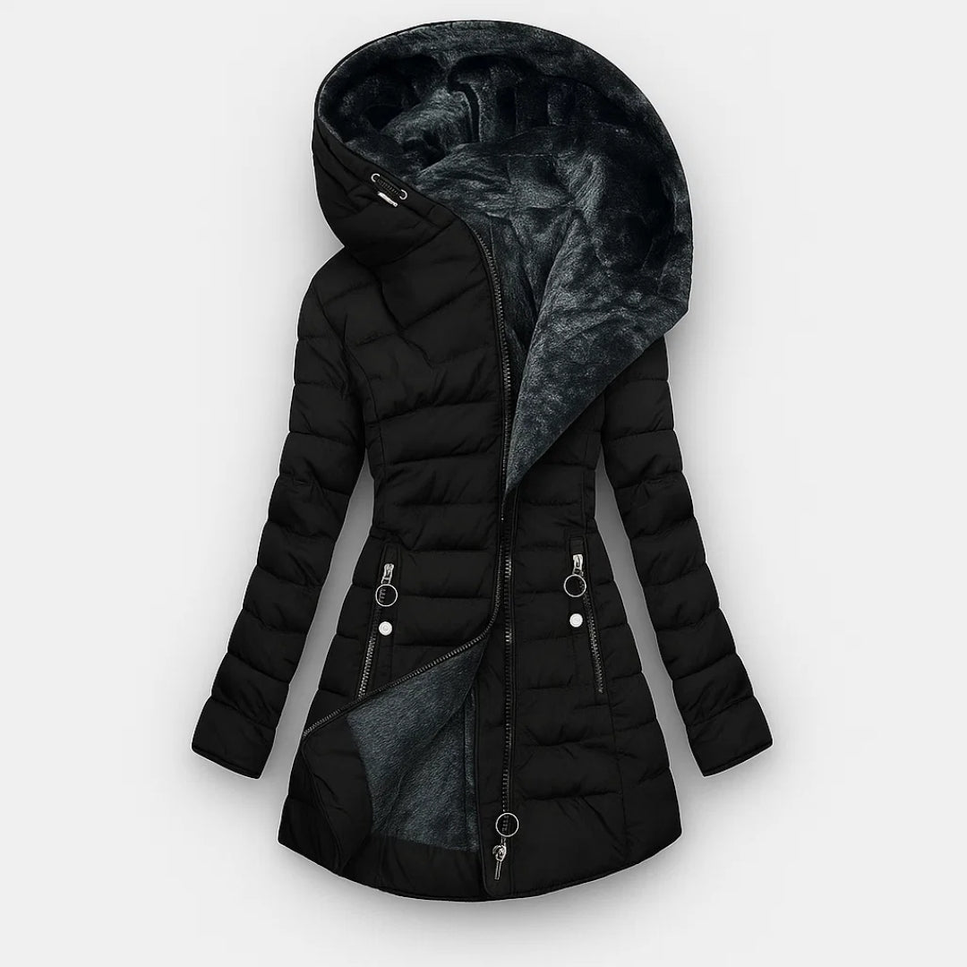 Saulutė | Šiltas kailiniu pamuštu paltas