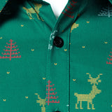 Vyriški žali marškiniai su kalėdiniu elnių raštu ilgomis rankovėmis