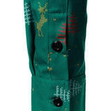 Vyriški žali marškiniai su kalėdiniu elnių raštu ilgomis rankovėmis