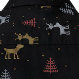 Vyriški juodi ilgarankoviai marškiniai su kvėpuojančia kalėdine eglute ir elniu