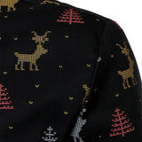 Vyriški juodi ilgarankoviai marškiniai su kvėpuojančia kalėdine eglute ir elniu