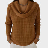 Gintarė – šilta vaflinė megzta su elegantiška vandens kritimo apykakle