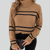 Thea – Aukštas Kaklas Megztinis Ruoželiais