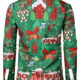 Vyriški kalėdinio kostiumo šventiniai ilgarankoviai marškiniai