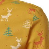 Vyriški geltoni ilgarankoviai marškiniai su kvėpuojančia kalėdine eglute ir elniu