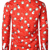 Vyriški ilgarankoviai marškiniai su kalėdiniu sniego seniu ir Kalėdų Seneliu