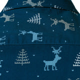 Vyriški tamsiai mėlyni ilgarankoviai marškiniai su kvėpuojančiu kalėdinės eglutės ir elnio raštu