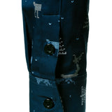 Vyriški tamsiai mėlyni ilgarankoviai marškiniai su kvėpuojančiu kalėdinės eglutės ir elnio raštu