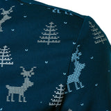 Vyriški tamsiai mėlyni ilgarankoviai marškiniai su kvėpuojančiu kalėdinės eglutės ir elnio raštu