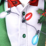 Vyriški marškiniai su linksmu kalėdiniu kostiumo dizainu ilgarankoviai su sagomis