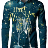 Vyriški ilgarankoviai marškiniai su kalėdiniais kokteiliais naujametinei nakčiai