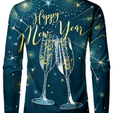 Vyriški ilgarankoviai marškiniai su kalėdiniais kokteiliais naujametinei nakčiai