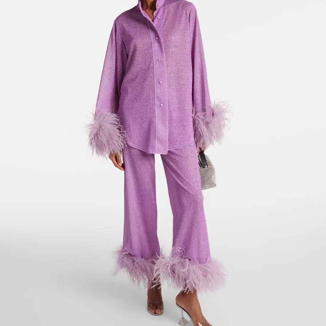 Lya - Dviejų dalių komplektas su plunksnų apykakle