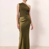 Aleida | Vieno Peties Satino Maksidress